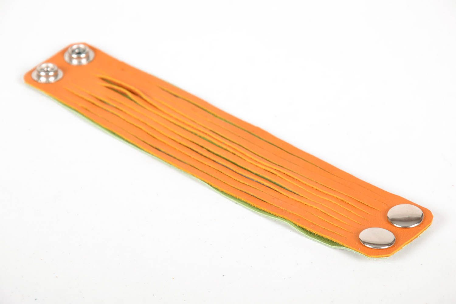 Leder Armband Orange-hellgrün foto 4