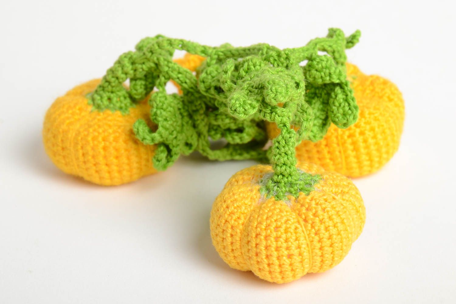 Handmade designer crocheted soft toys textile pumpkin figurines interior ideas photo 5
