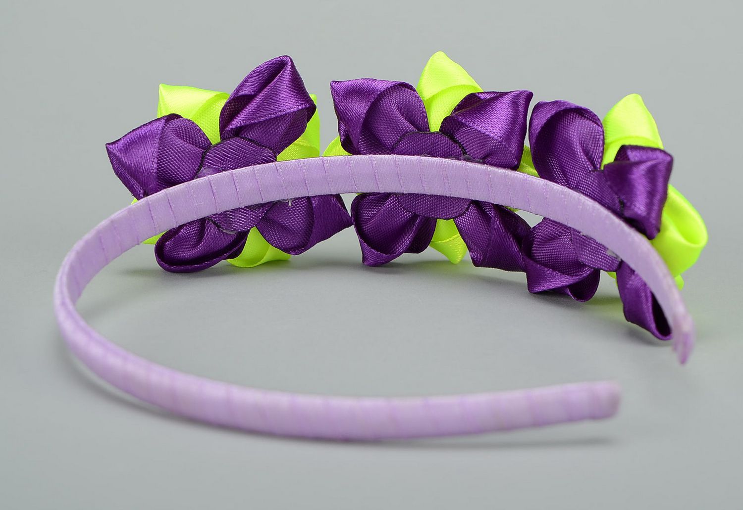 Headband, head wreath Violet and lime photo 3