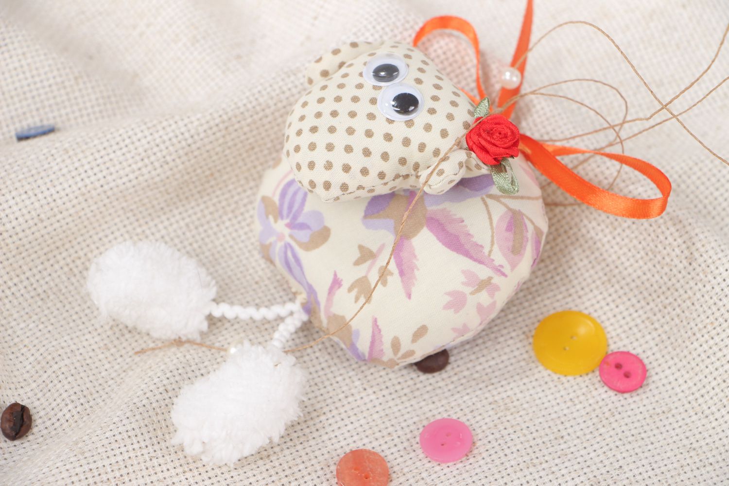Handmade soft interior pendant toy sheep with cord photo 5