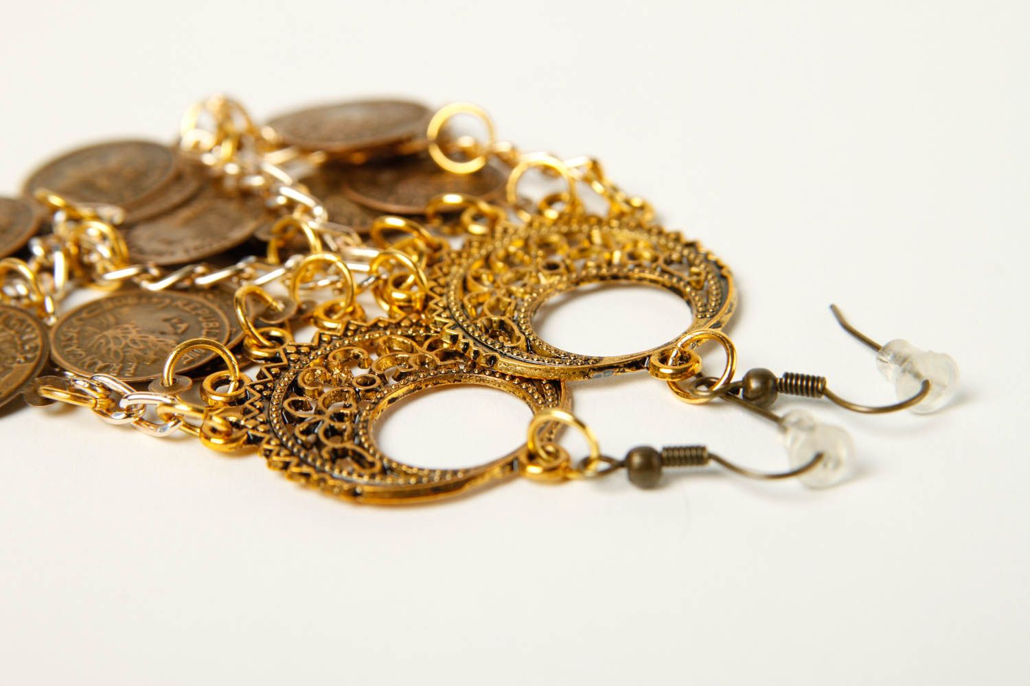 Handmade Schmuck lange Ohrringe Metall Schmuck ausgefallener Ohrschmuck Münzen foto 5
