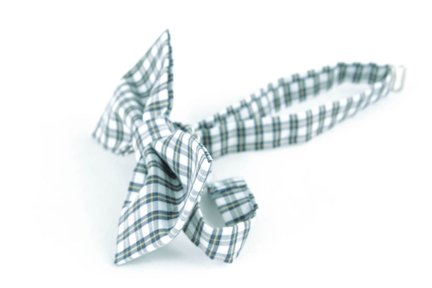 Текстильный галстук-бабочка в мелкую клетку фото 4