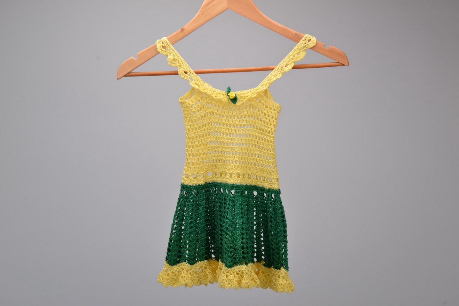 Robe d'été pour fille tricotée jaune vert photo 5