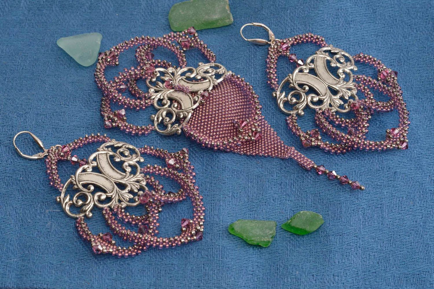 Vintage brooch handmade long earrings fashion bijouterie designer jewelry photo 1