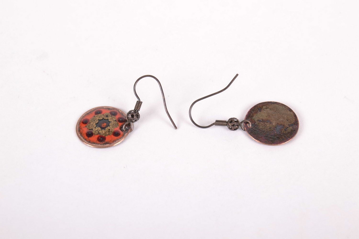 Emaillierte Ohrringe aus Kupfer foto 2