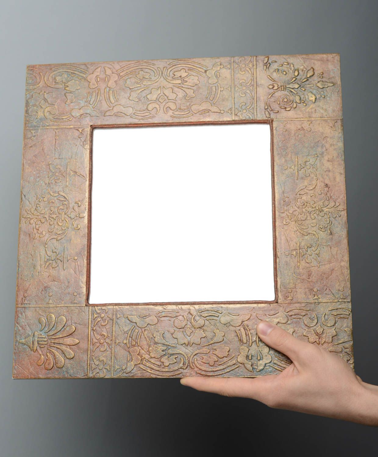 Espejo artesanal en marco Motivo oriental  foto 3