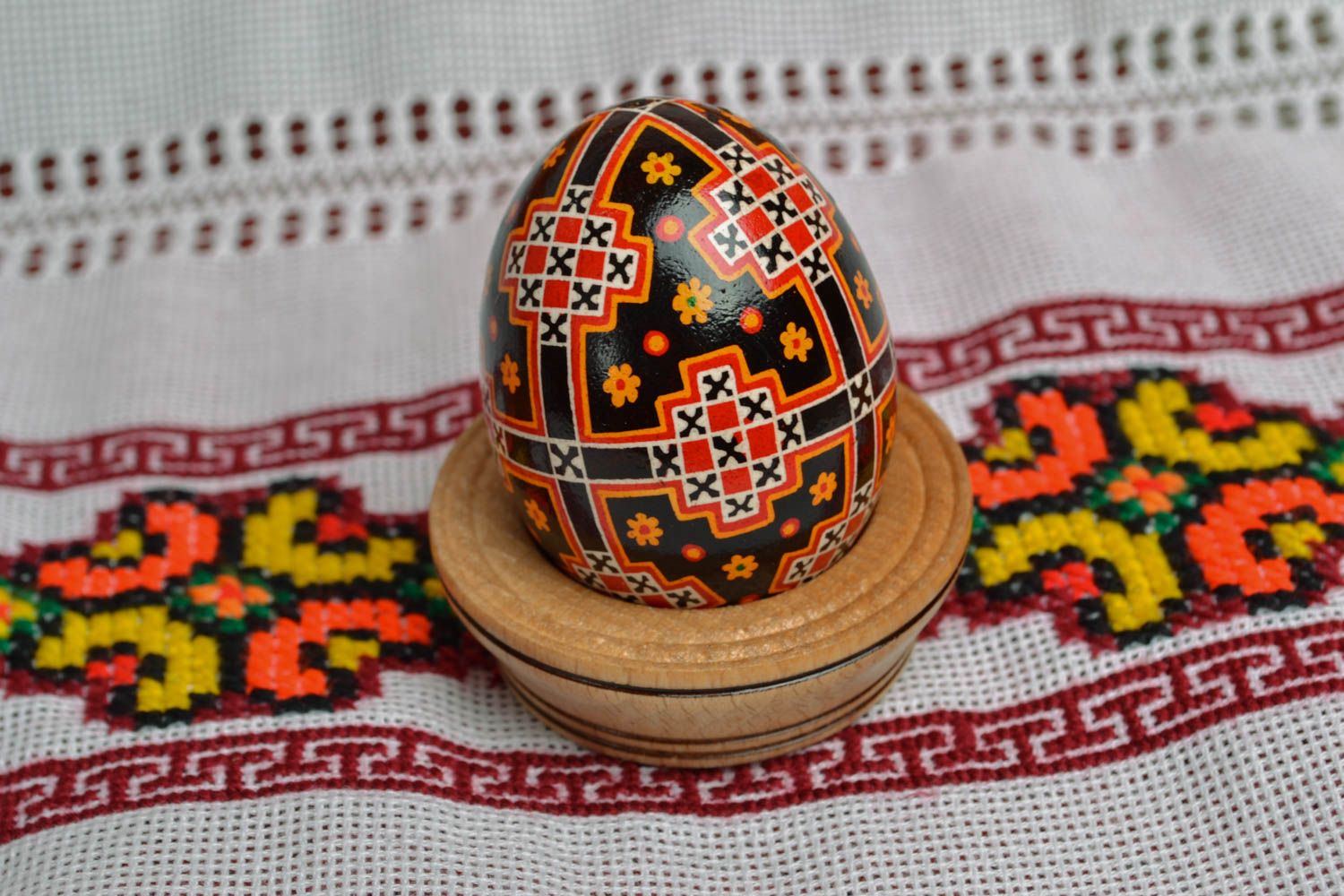 Designer painted egg with ornament photo 5
