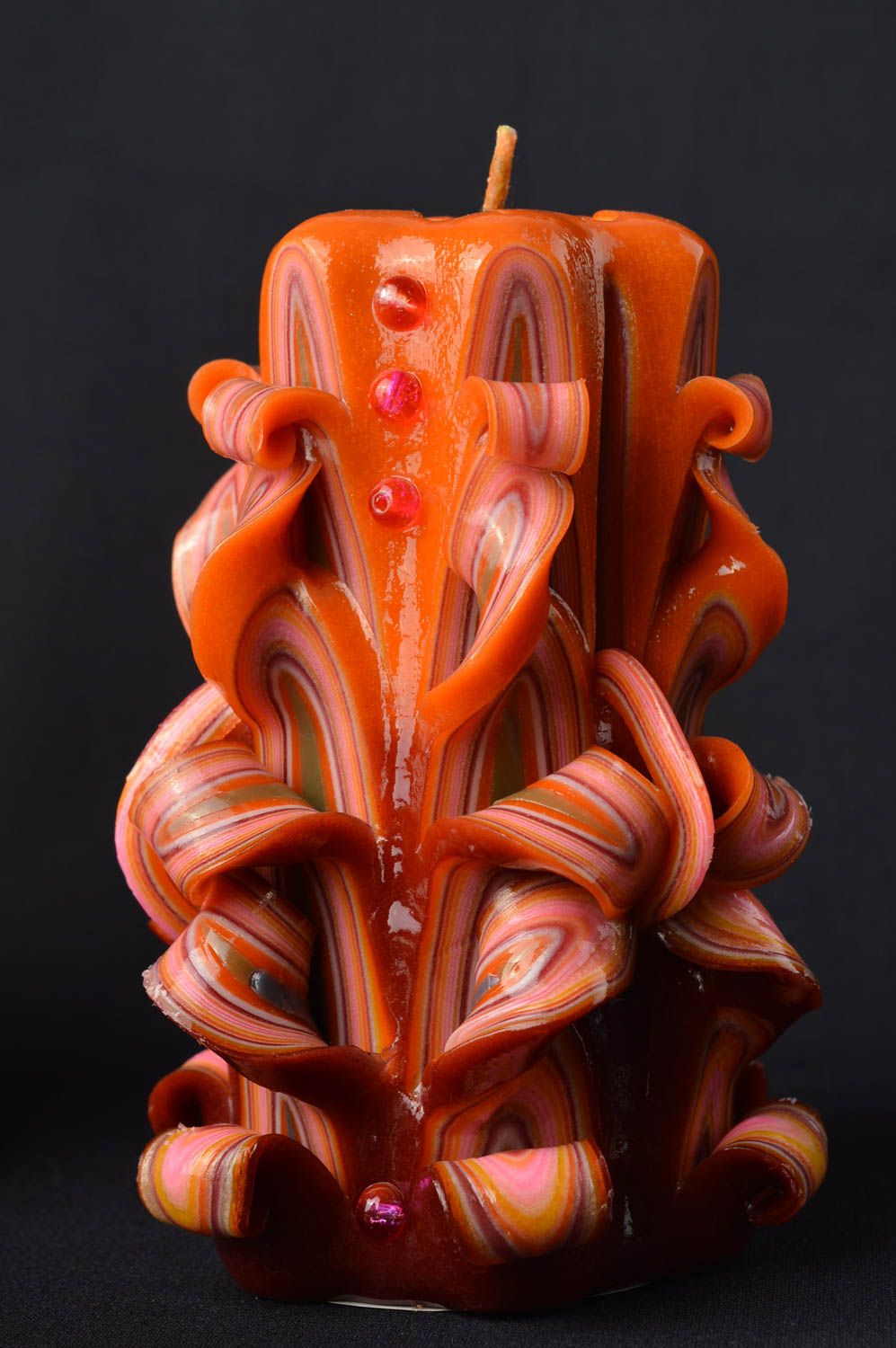 Резная свеча сувенир ручной работы красивая свеча оранжевая цитрусовые фото 1