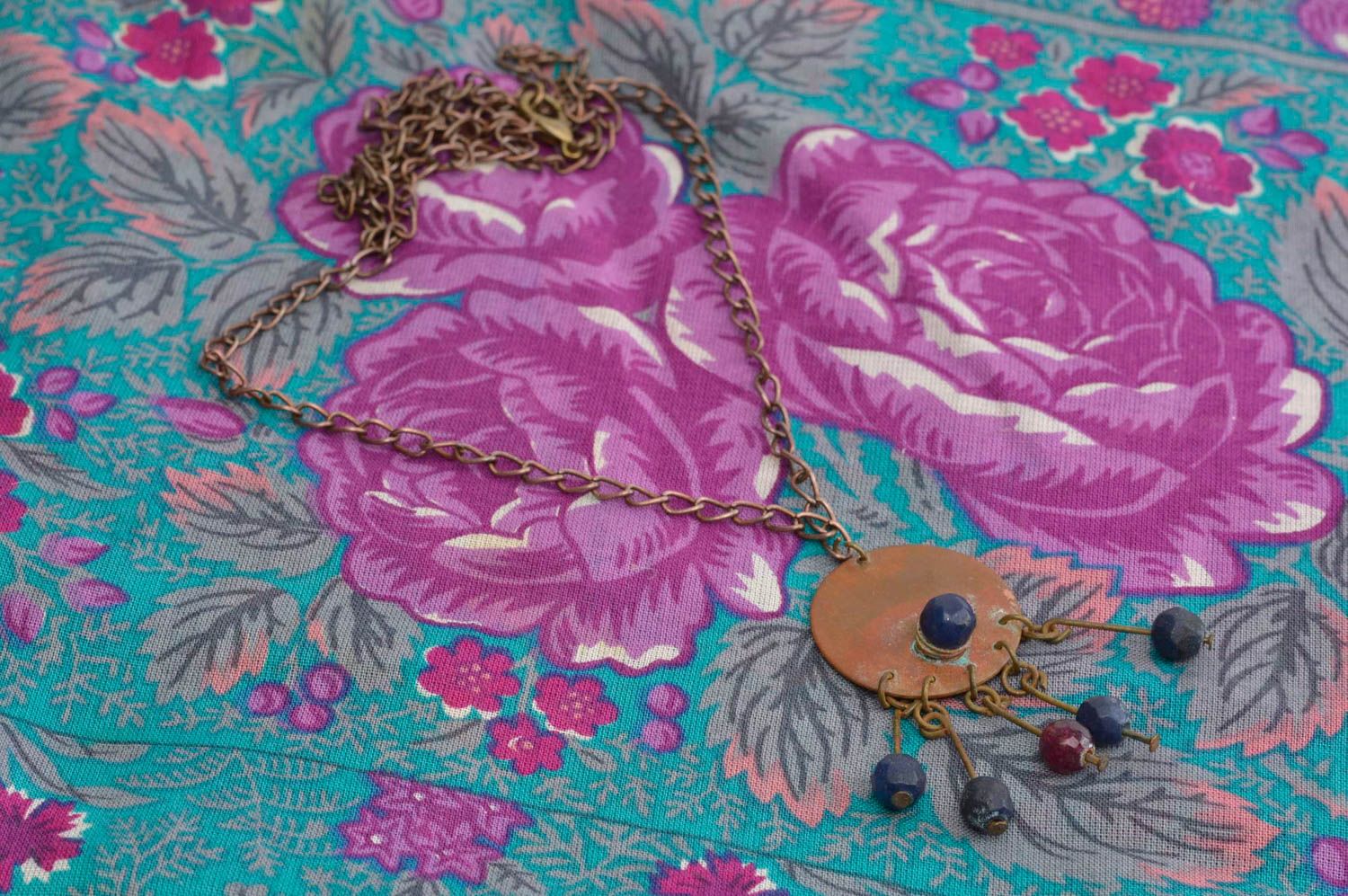 Handmade pendant designer accessory copper jewelry unusual gift for women photo 2