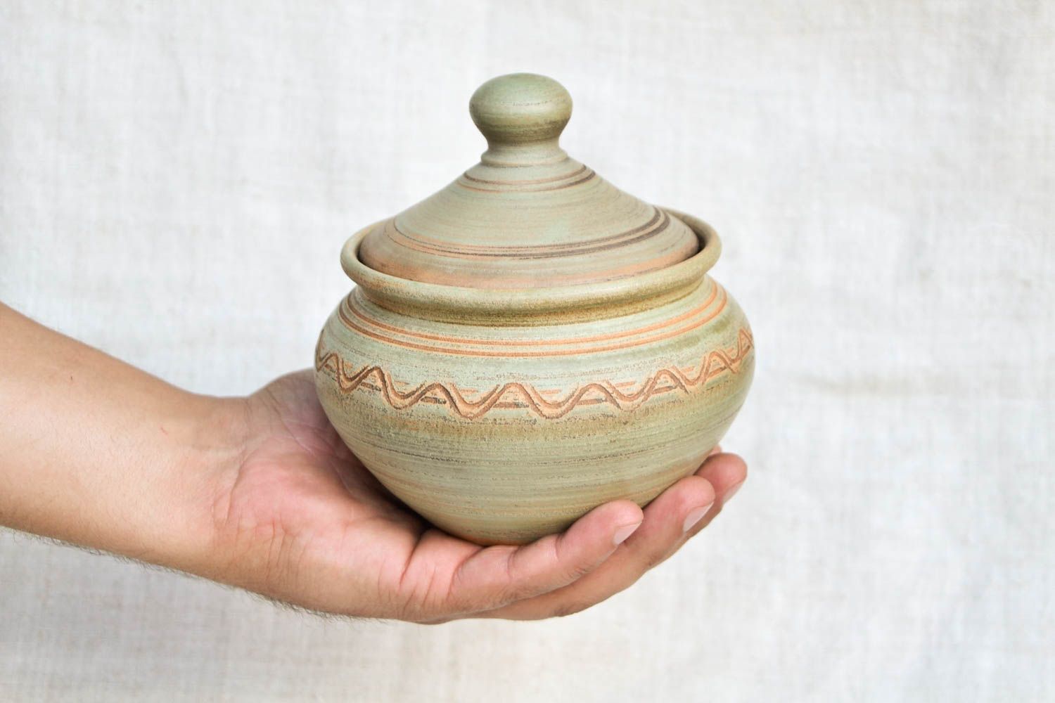 Handmade kleiner Keramik Topf für Schmoren Ton Geschirr Küchen Zubehör foto 2