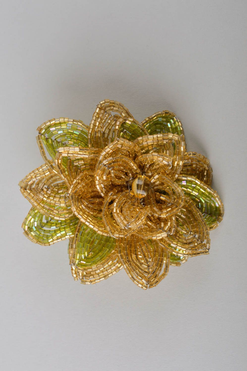Handmade flower brooch seed beads brooch stylish evening accessories for girls photo 2
