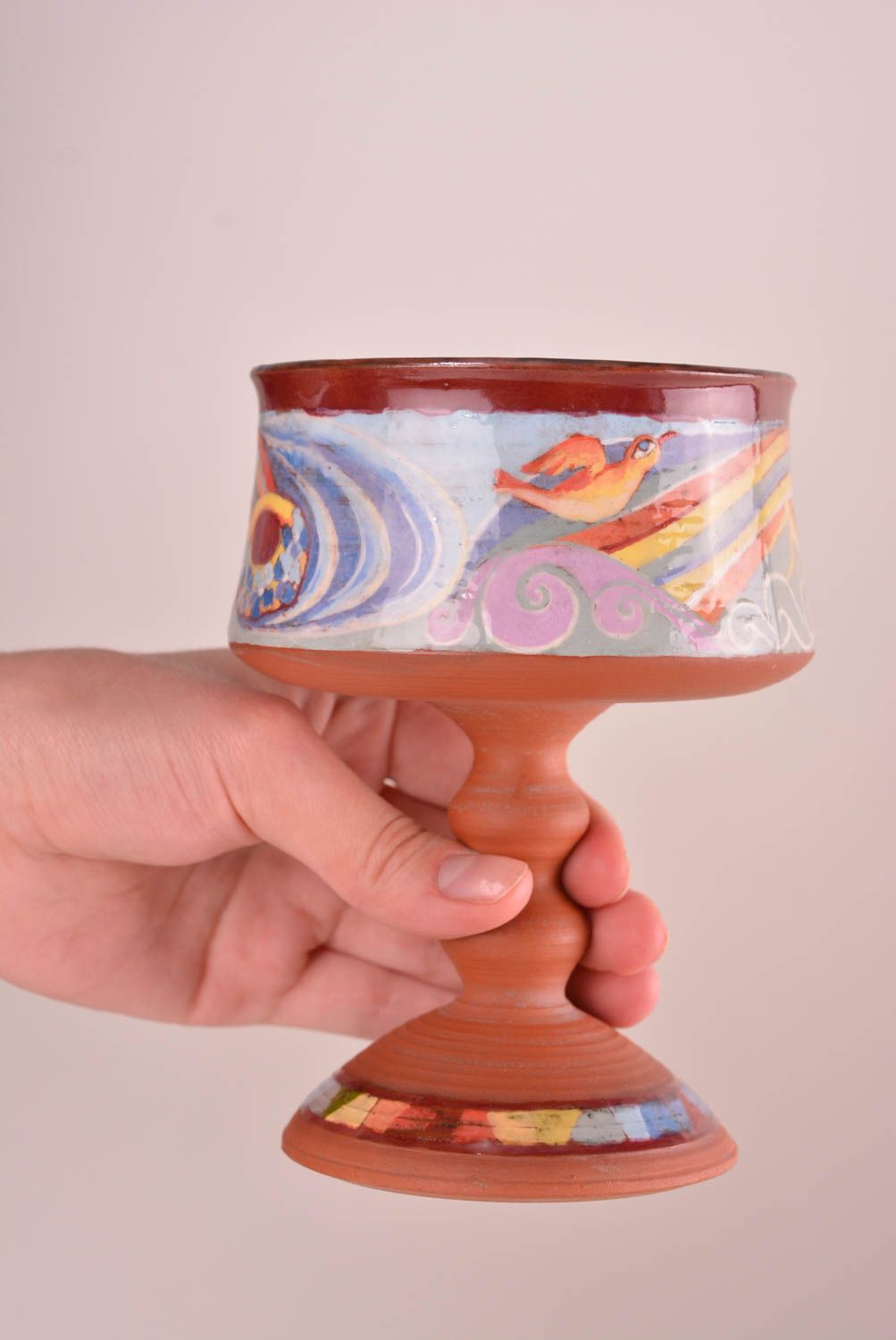 Copa de barro para vino vaso de cerámica artesanal regalo original 400 ml foto 2