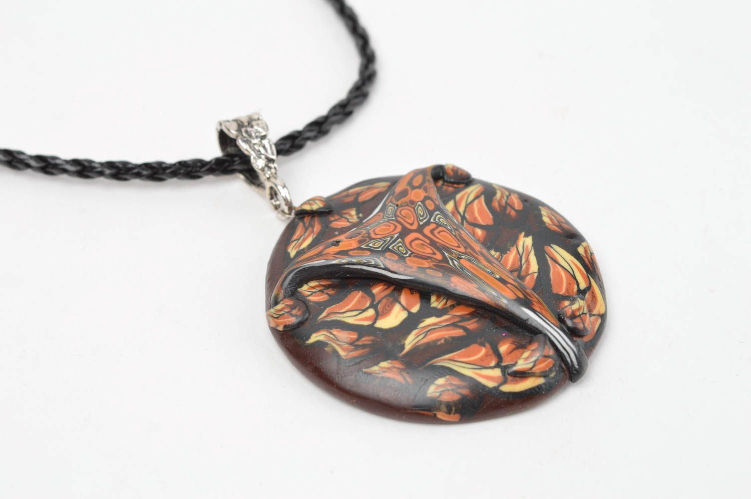 Round handmade pendant stylish designer  jewelry beautiful orange accessories photo 2