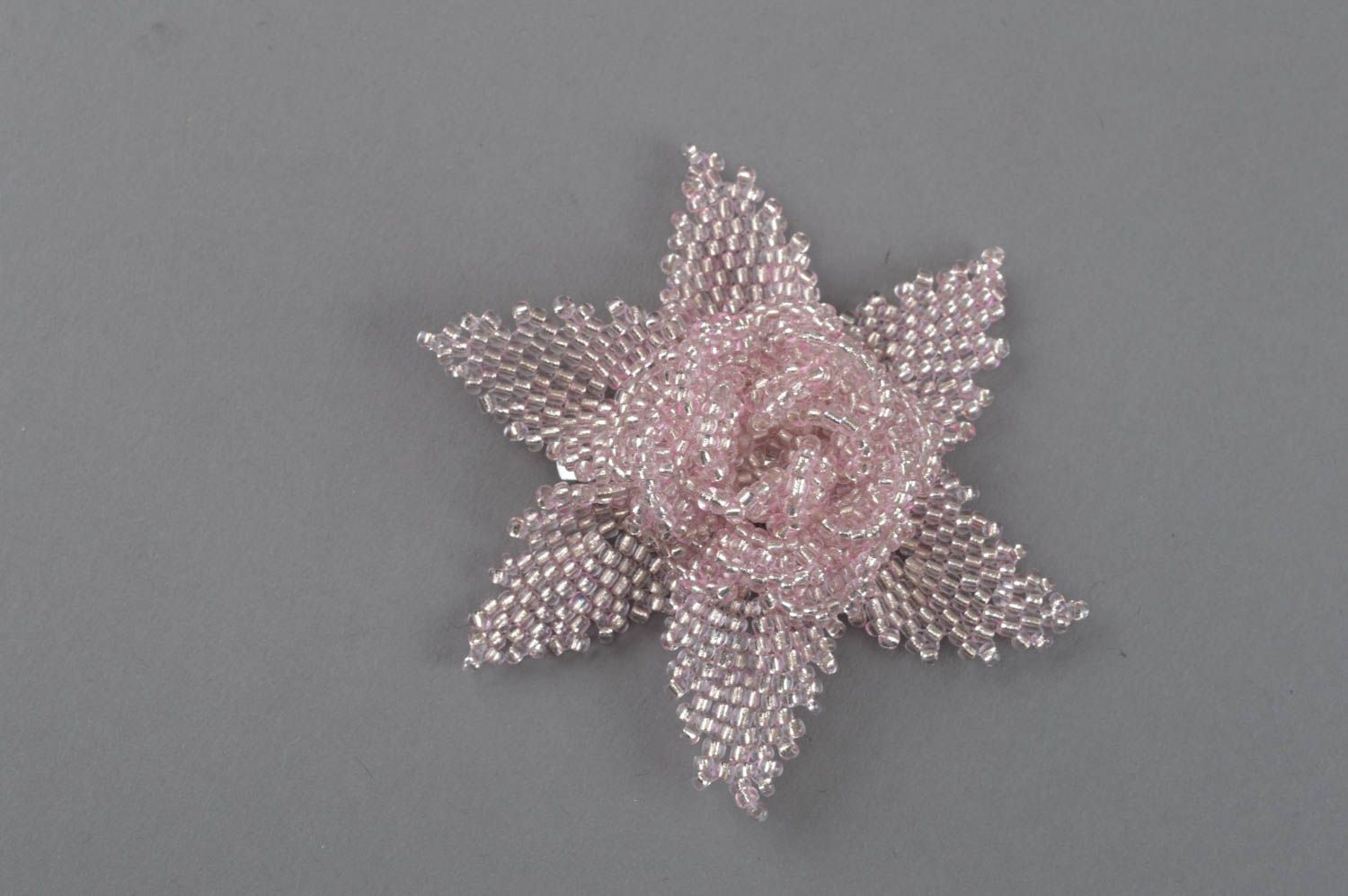 Designer flower brooch beaded handmade accessory pink beautiful jewelry photo 2