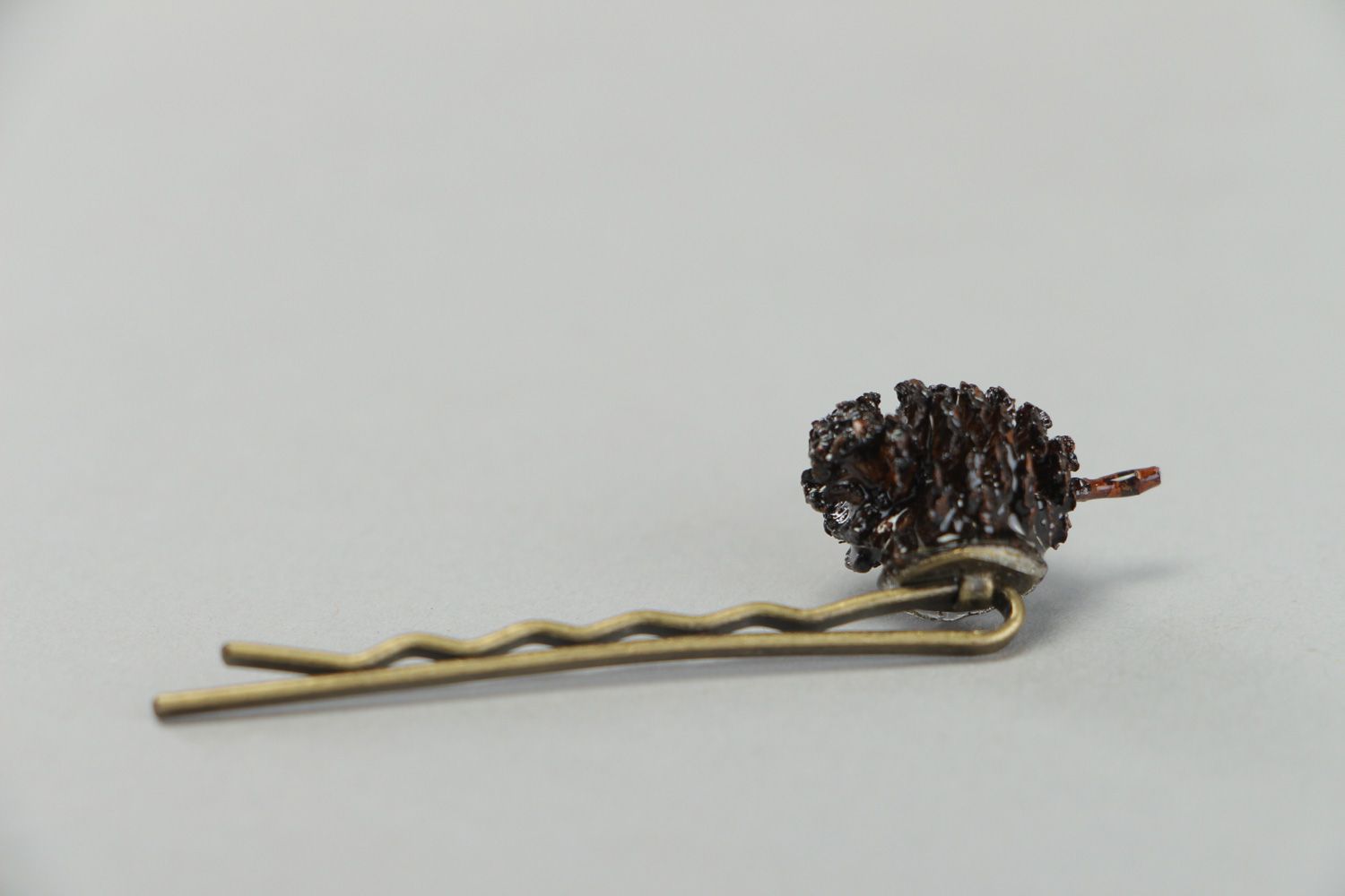 Handmade small metal invisible hairpin with cone coated with epoxy photo 3