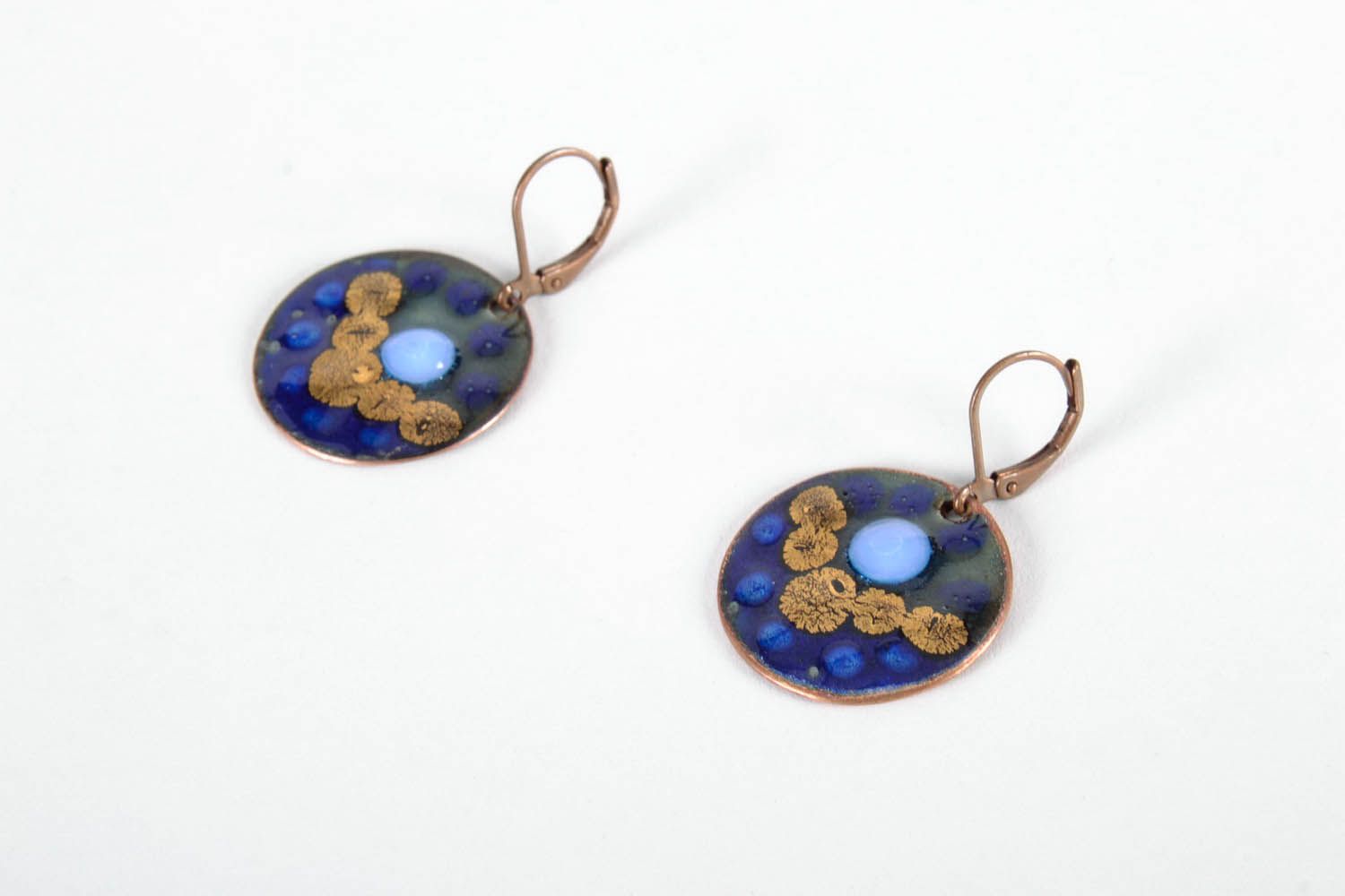 Blue copper earrings photo 1
