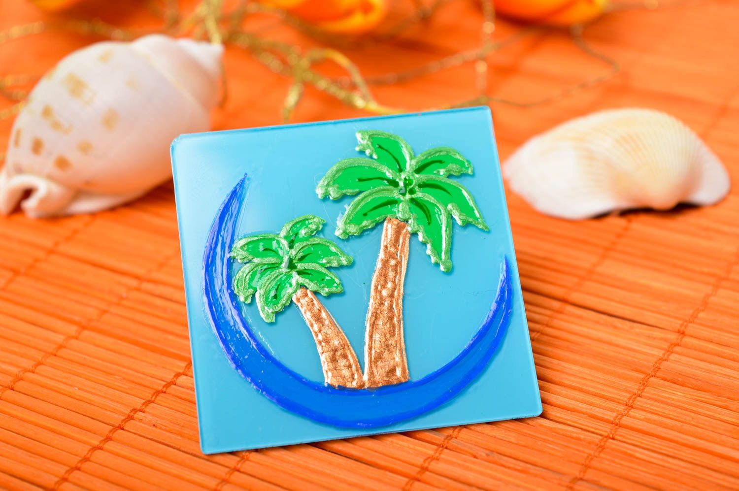 Магнит на холодильник ручной работы необычный подарок декор для дома пальмы фото 1
