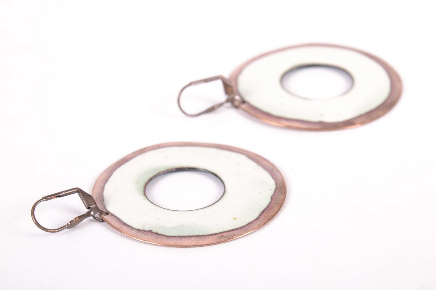 Copper earrings with hot enamel photo 3
