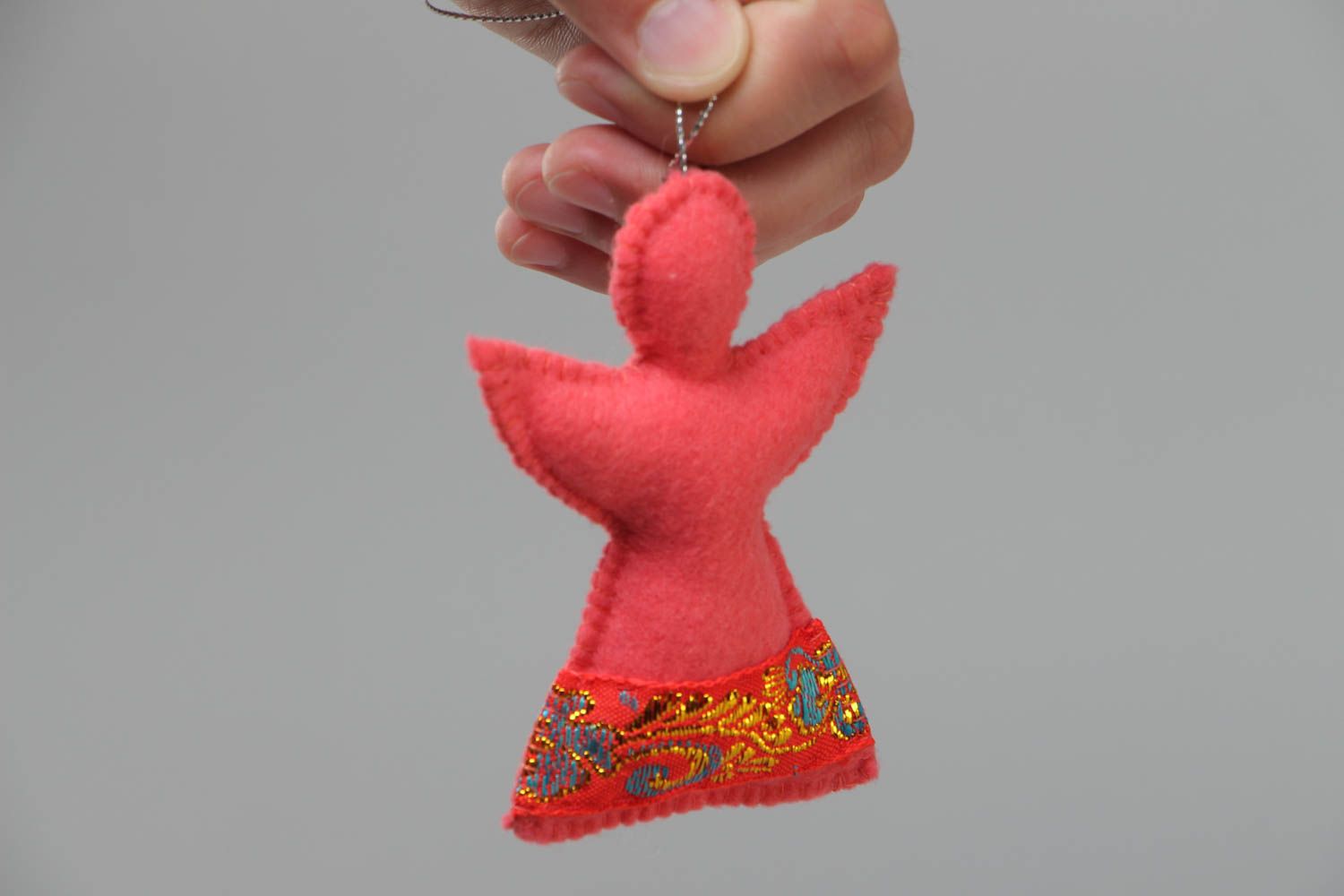 Rosa handmade Deko Anhänger aus Filz in Form vom Engel wunderschön foto 5