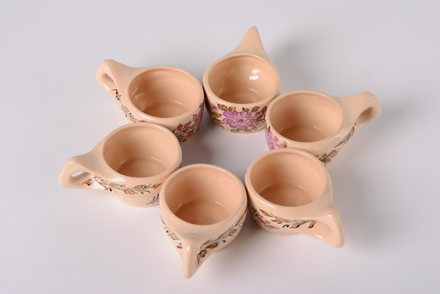 Handmade beautiful clay tea set for six persons majolica with painting majolica ceramics  photo 3