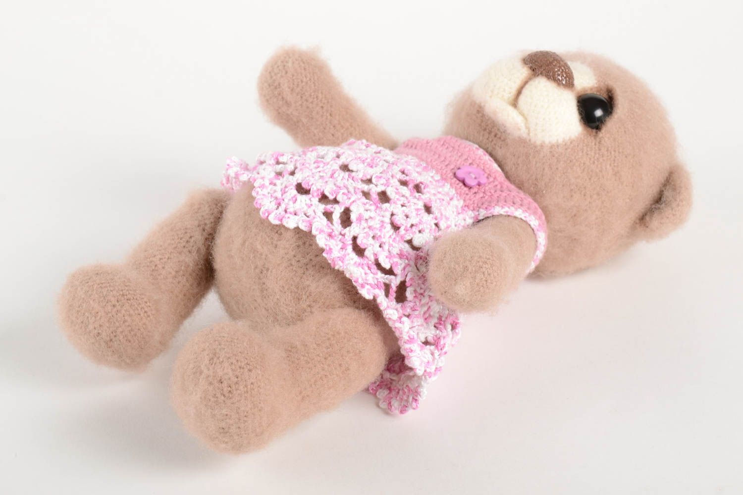 Kuschel Tier handmade Häkel Spielzeug Geburtstag Geschenk Textil Spielzeug Bär foto 3