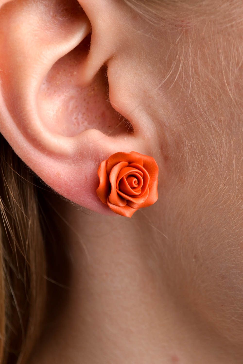 Handgemachte Ohrringe Stecker Rosen Damen Ohrringe schöner Polymer Schmuck foto 1