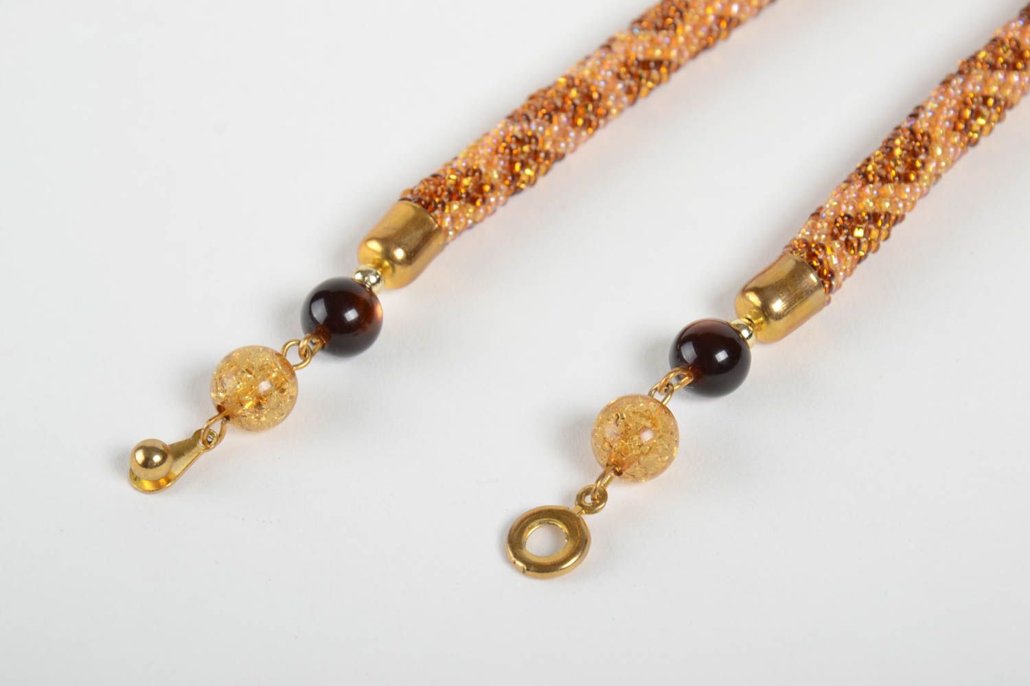 Collier spirale Bijou fait main Cadeau femme beige perles de rocaille tchèques photo 4