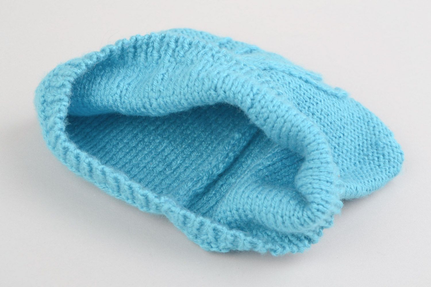 Bonnet tricoté pour bébé ornement en relief araignée bleu chaud fait main photo 5