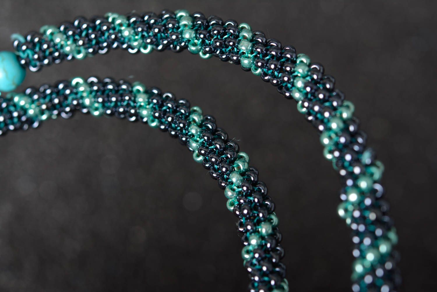 Collier perles de rocaille Bijou fait main hématite turquoise Accessoire femme photo 5