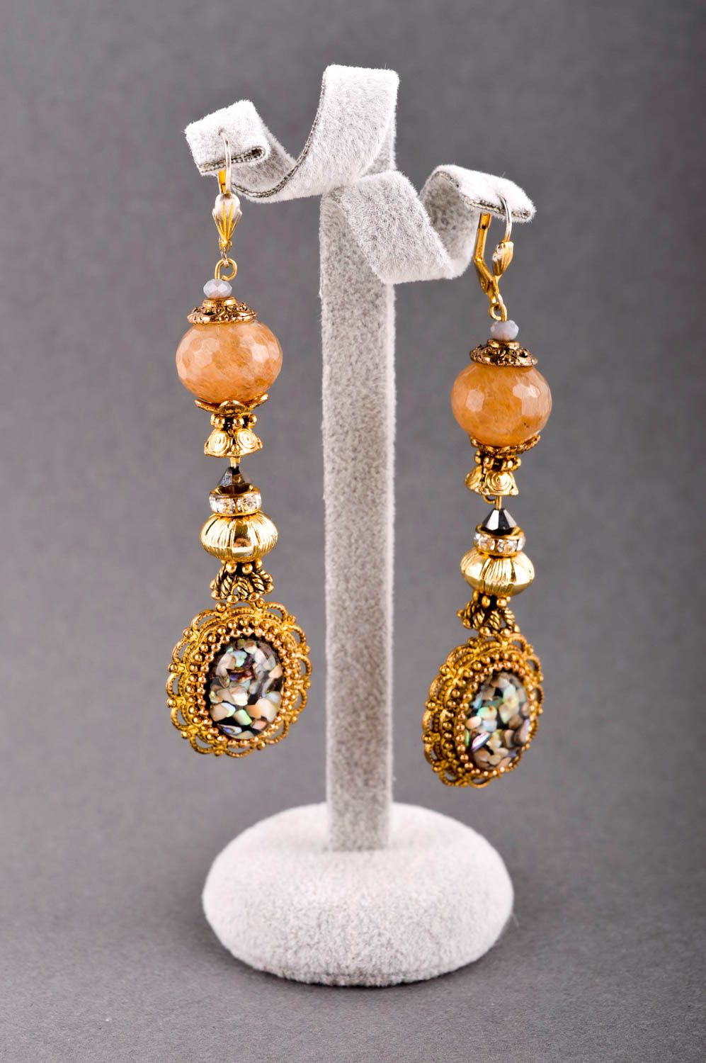 Beautiful handmade gemstone earrings beaded crystal earrings cool jewelry design photo 1