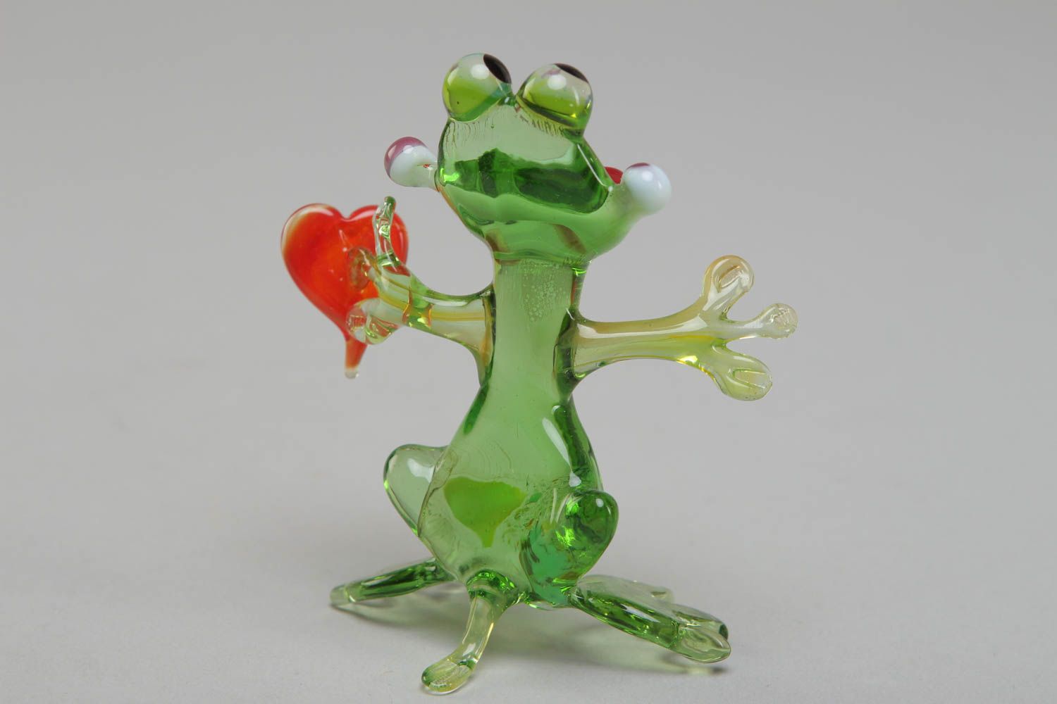Miniature lampwork glass statuette Frog photo 3