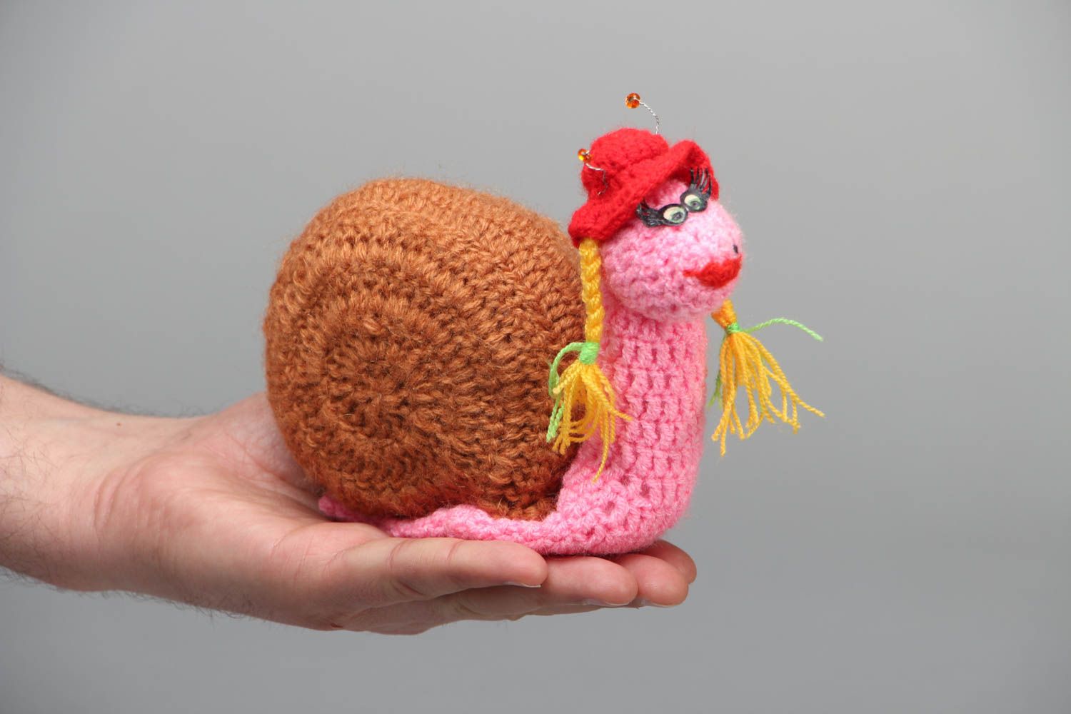 Interesting crochet toy snail photo 4