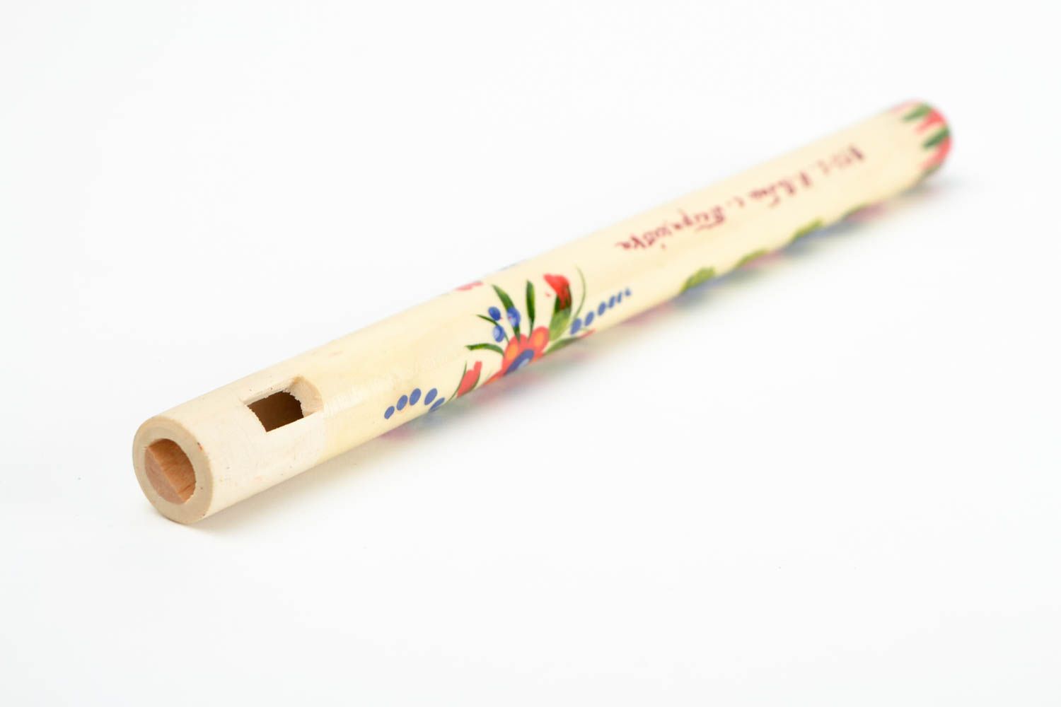 Handmade bemalte Holz Flöte Wohn Accessoire Blasinstrument aus Holz gemustert foto 5