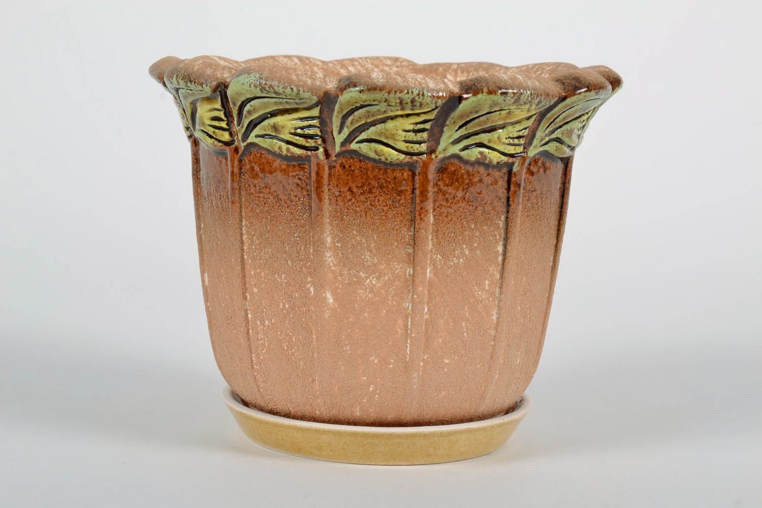Ceramic flowerpot Leaf photo 2