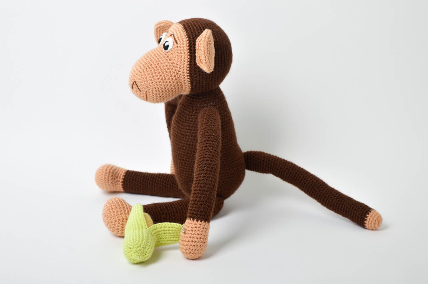 Handmade designer soft toy unusual textile toy cute collection toy monkey photo 3
