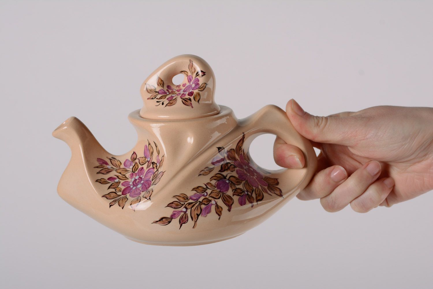 Handmade beautiful clay tea set for six persons majolica with painting majolica ceramics  photo 4