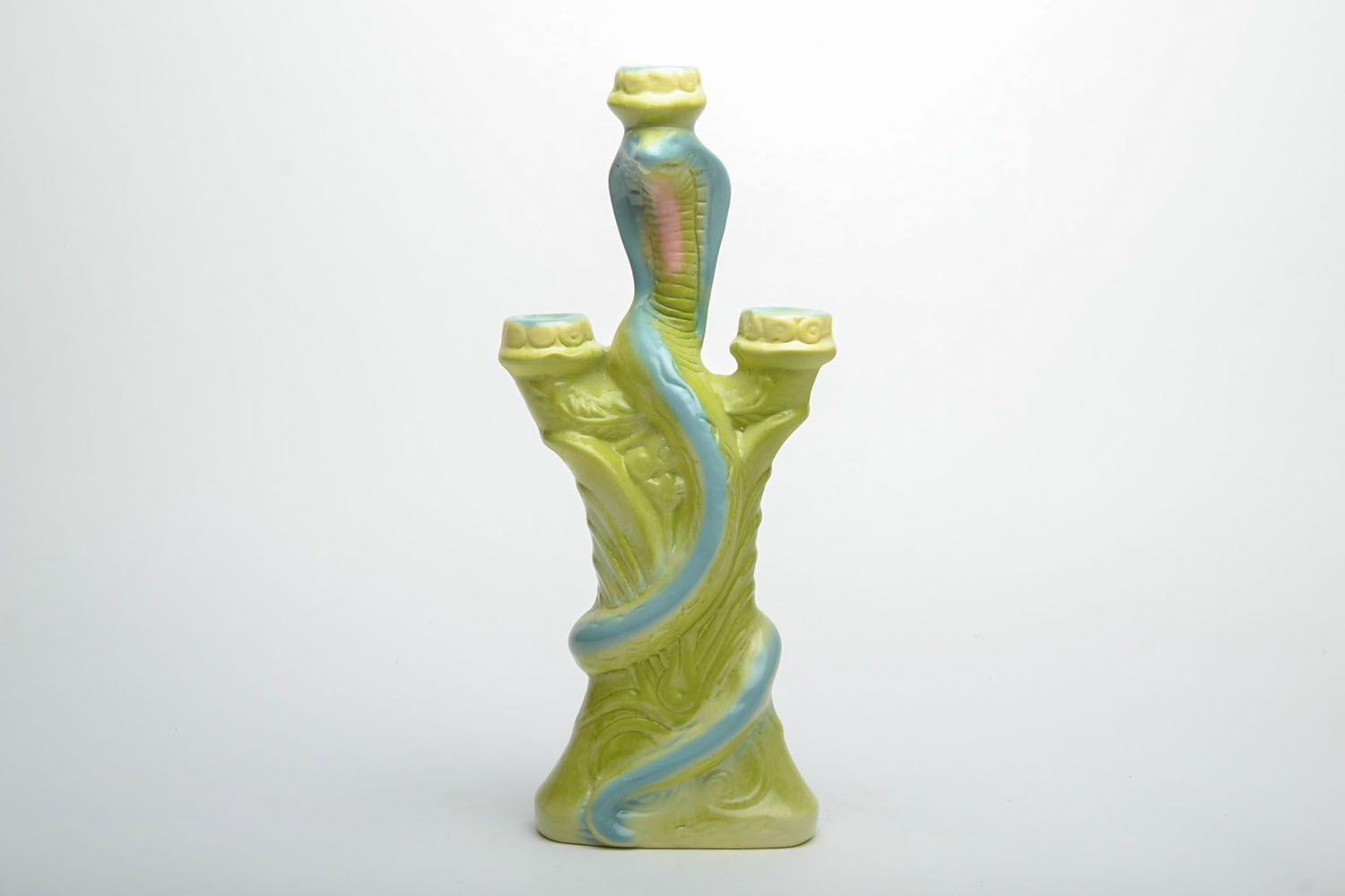 14 inch ceramic candlestick holder in the shape of a green snake 1,88 lb photo 2