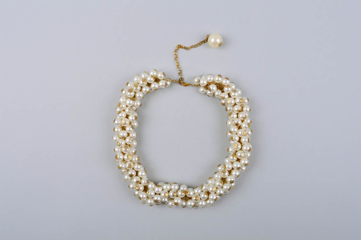 Handmade weißes massives Damen Collier Schmuck Halskette Accessoire für Frauen foto 2