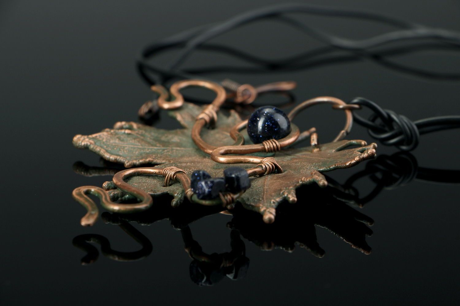 Copper pendant with aventurine Cairo night photo 2