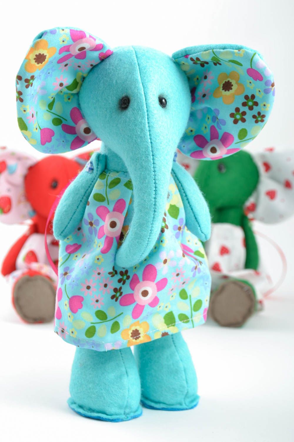 Beautiful stylish handmade children's fabric soft toy elephant photo 1