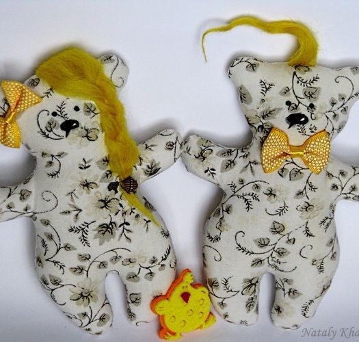 Игрушки Мишки из ткани с цветочным принтом фото 1