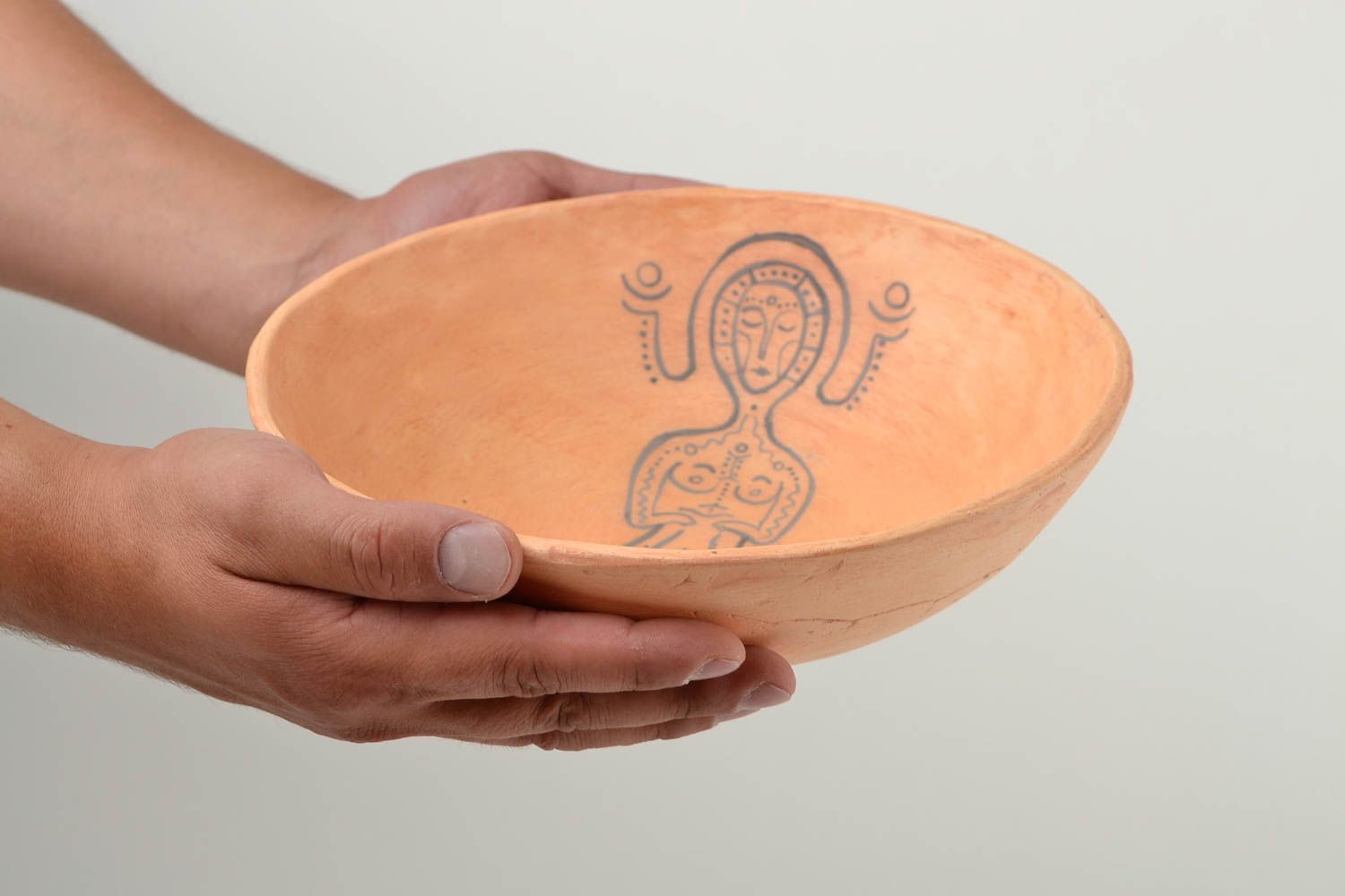 Handmade painted ceramic plate clay bowl ceramic kitchenware kitchen supplies photo 2