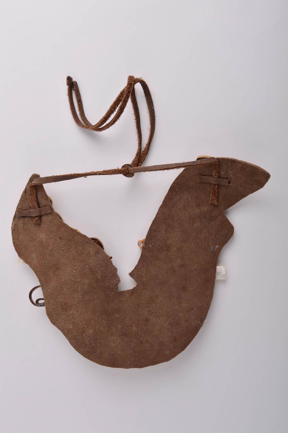 Halskette Frauen handmade Schmuck aus Leder Schmuck Collier in Braun bemalt foto 3