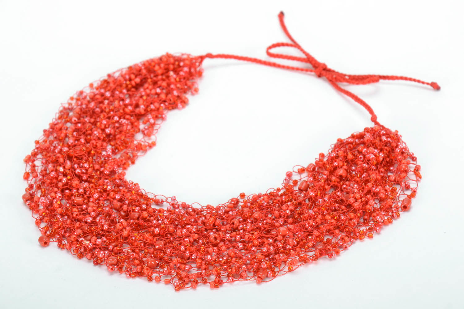 Collier rouge en perles de rocaille Corail photo 4