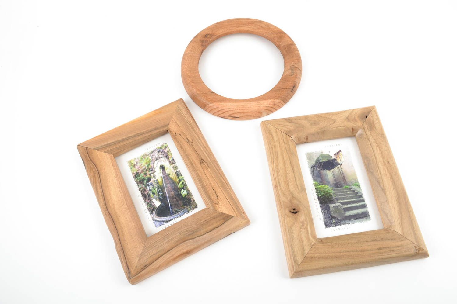Set of frames for photos made of wood handmade accessories in eco style 3 pieces photo 1