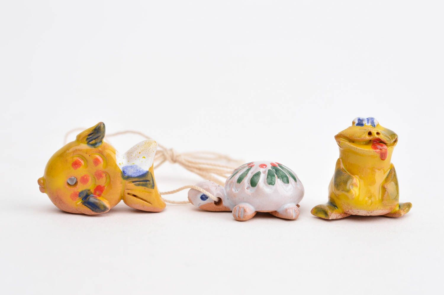 Handmade Figuren Set kleine Dekofiguren Keramik Tiere ausgefallene Geschenke 3St foto 2
