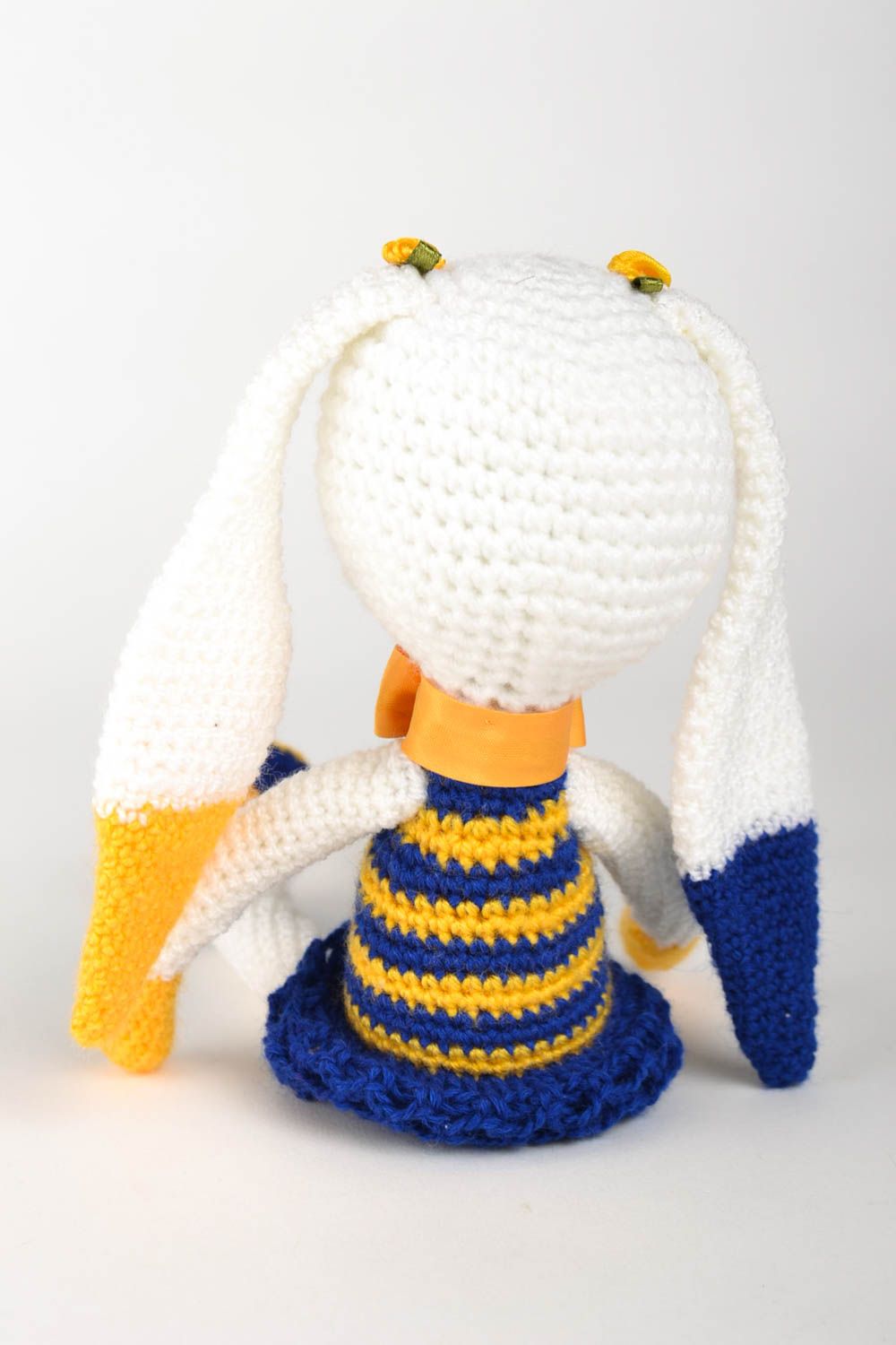 Jouet lapin blanc fait main Peluche animal tricot Cadeau enfant original photo 5