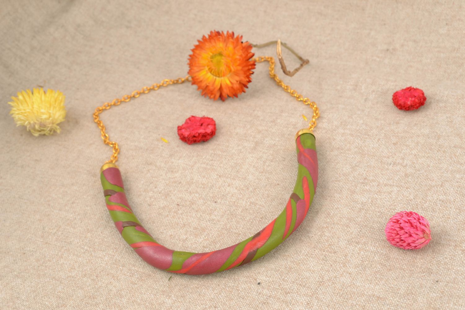 Designer polymer clay necklace photo 1