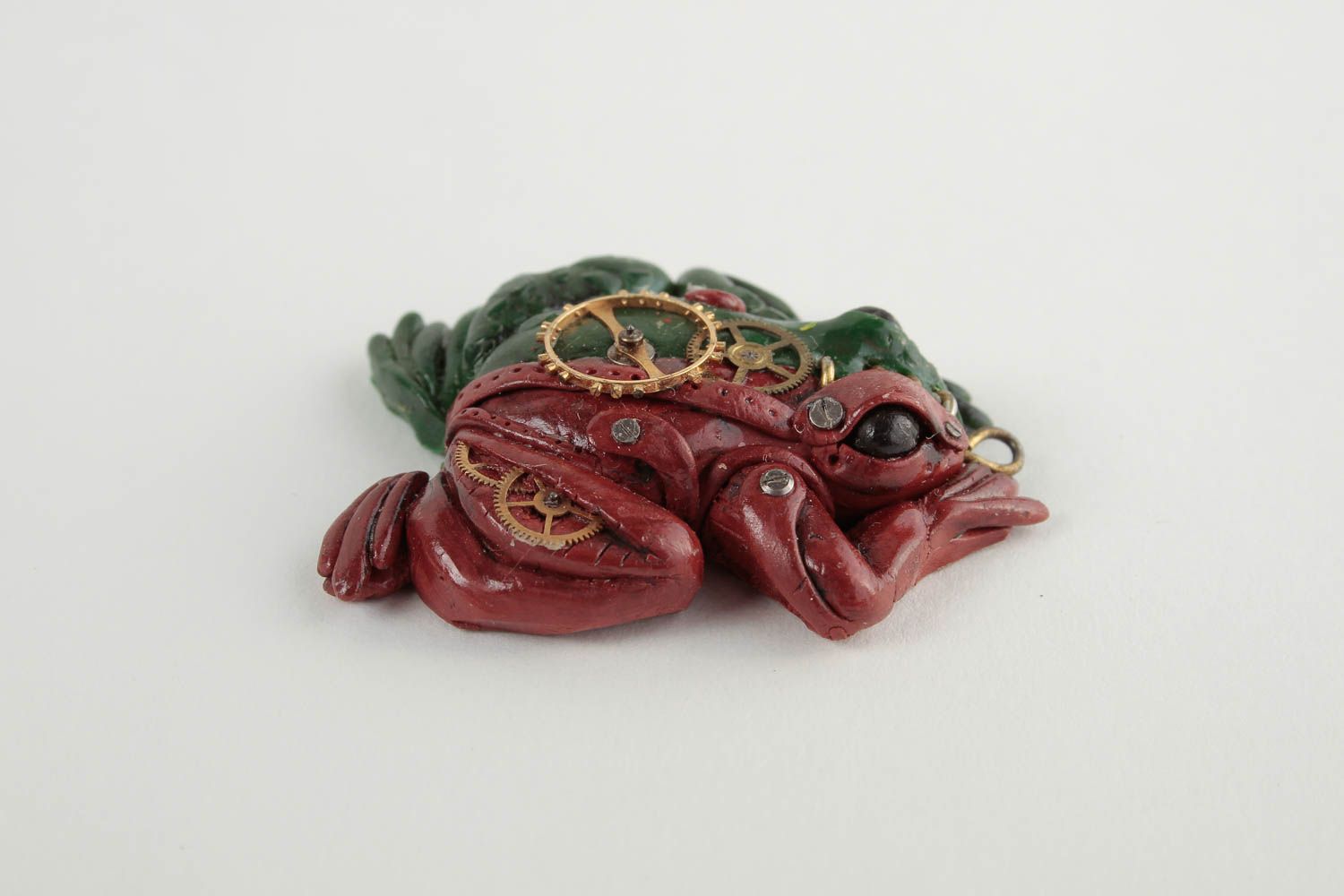 Pendentif grenouille bicolore Bijou fait main en pâte polymère Cadeau pour femme photo 5