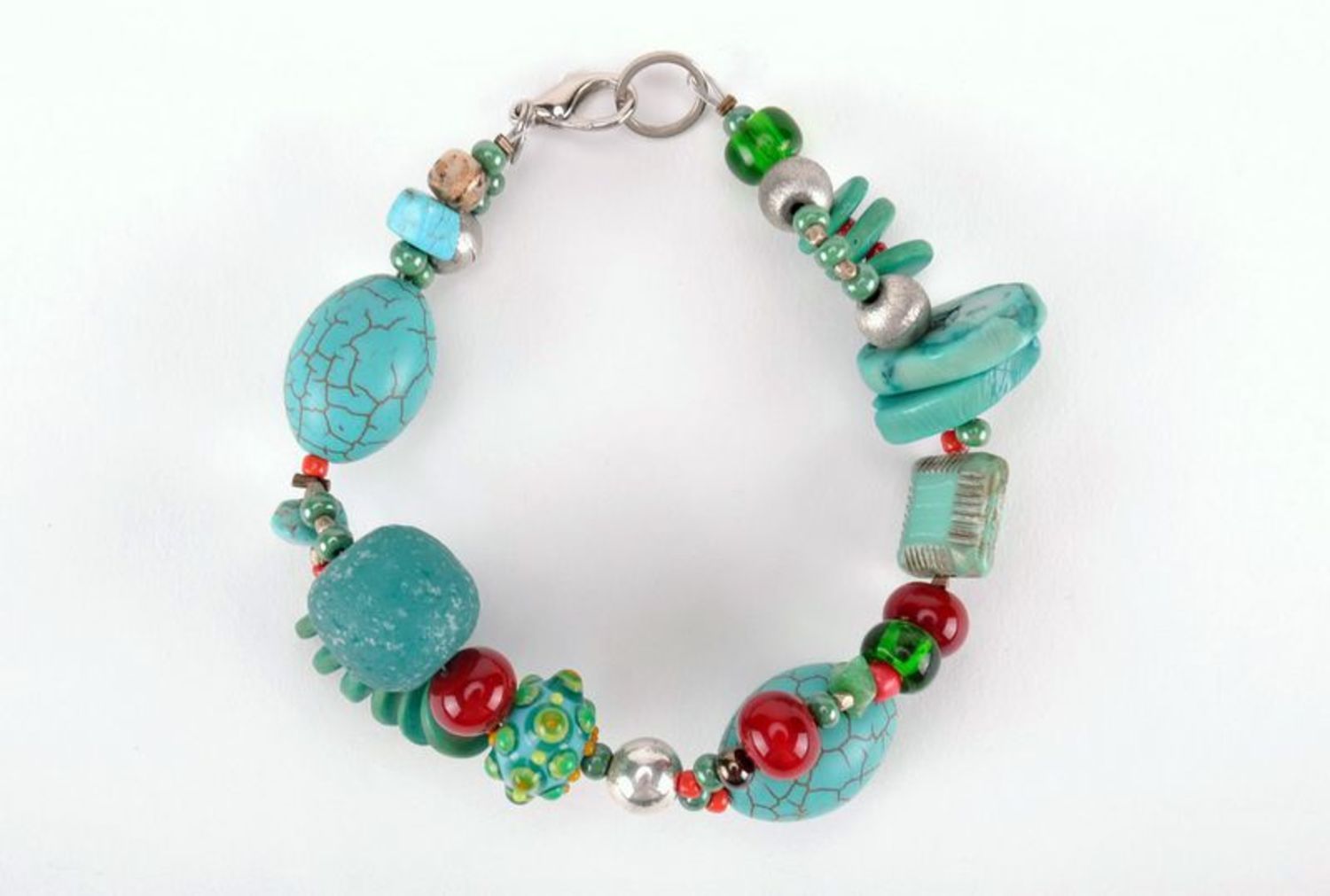 Bracelet fait main en pierres naturelles et perles de verre photo 3